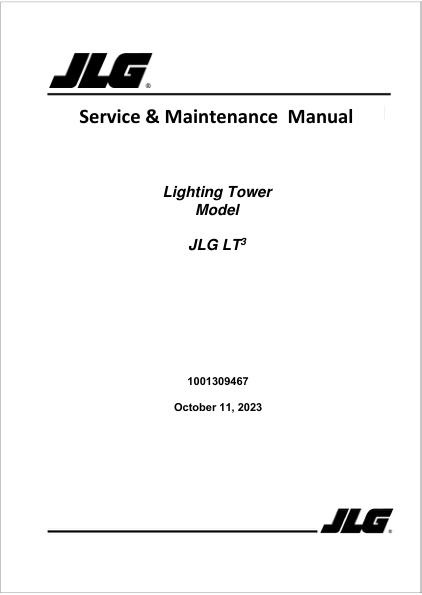 JLG Light Towers LT3 Service Maintenance Manual 1001309467 2023