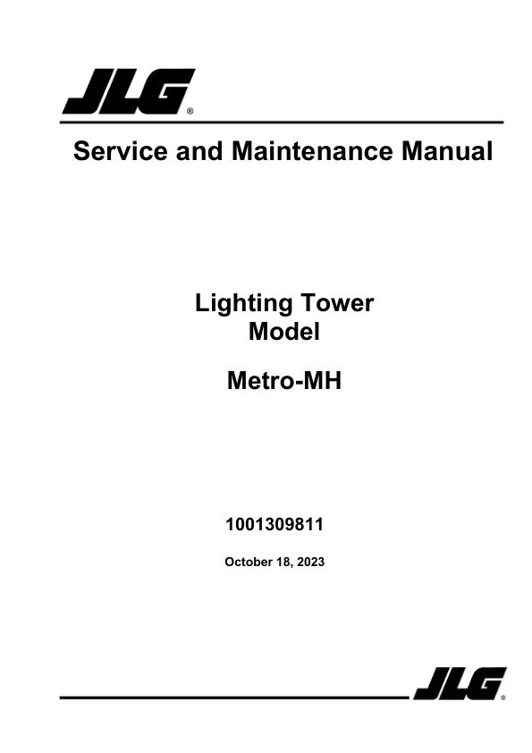JLG Light Towers Metro MH Service Maintenance Manual 1001309811 2023