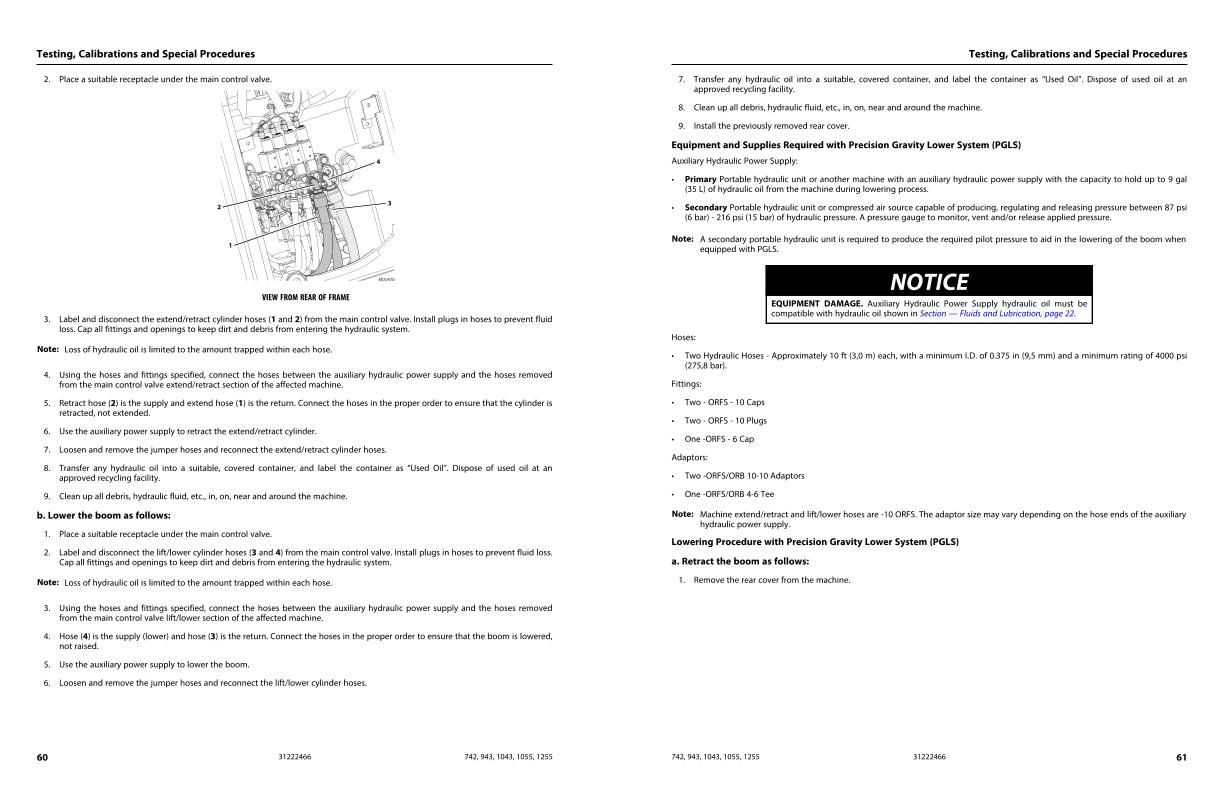 JLG Telehandlers 1043 1055 1255 742 943 Service Maintenance Manual 31222466 2023 PVC 2311 1