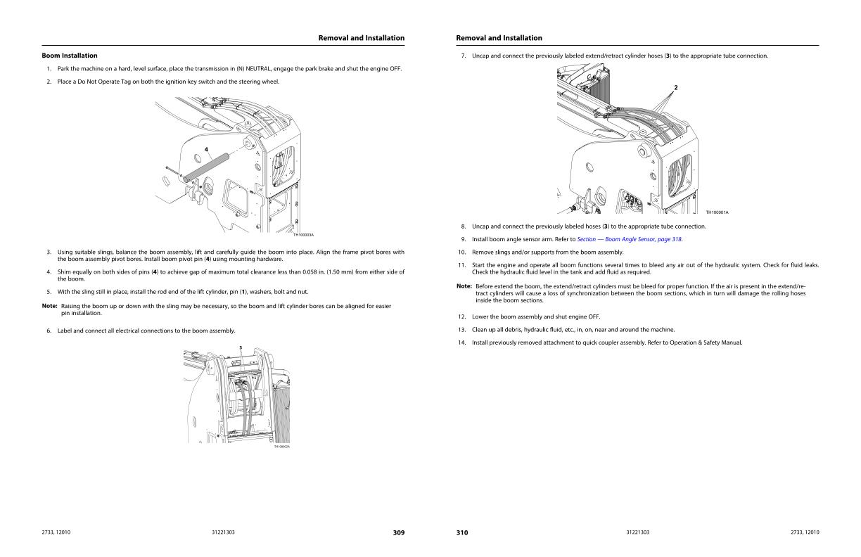 JLG Telehandlers 12010 2733 Service Maintenance Manual 31221303 2023 PVC 2211 2