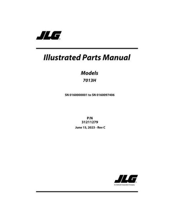 JLG Telehandlers 7013H Parts Manual 31211279 2023