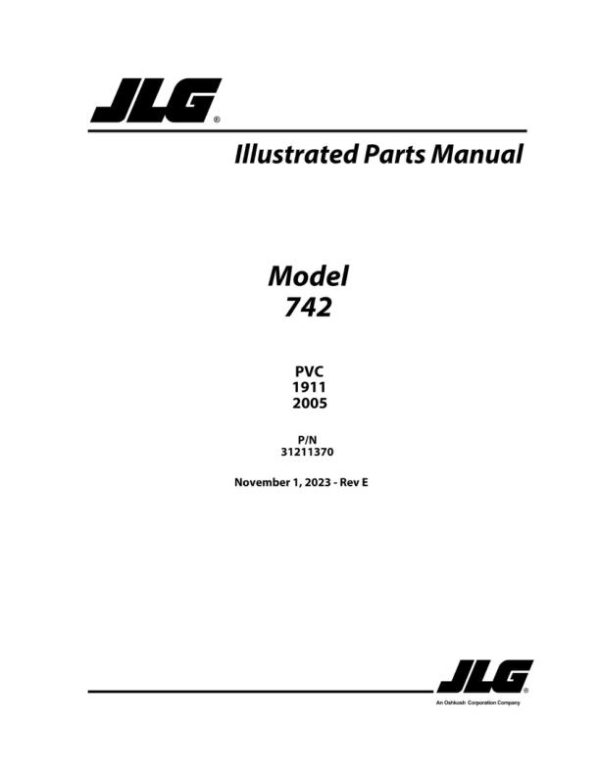 JLG Telehandlers 742 Parts Manual 31211370 2023 PVC 1911 2005