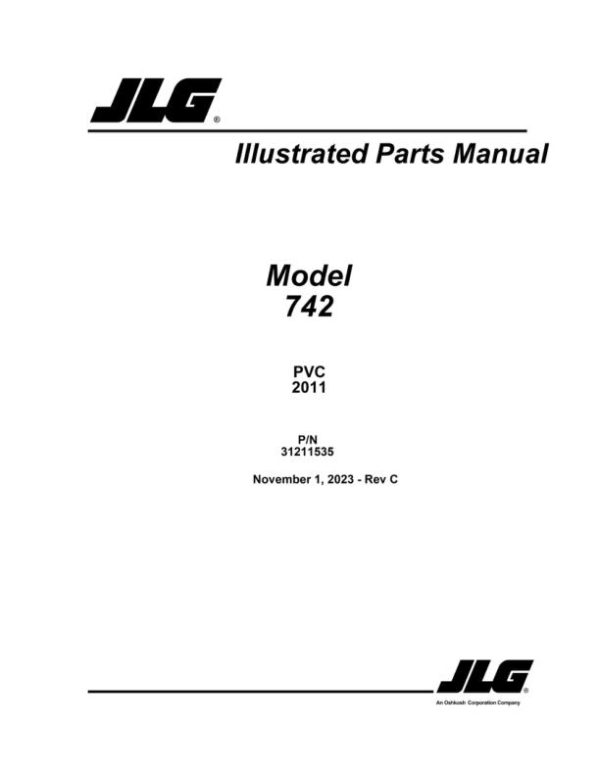 JLG Telehandlers 742 Parts Manual 31211535 2023 PVC 2011