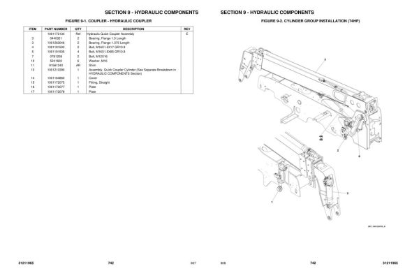 JLG Telehandlers 742 Parts Manual 31211965 2023 PVC 2211 1