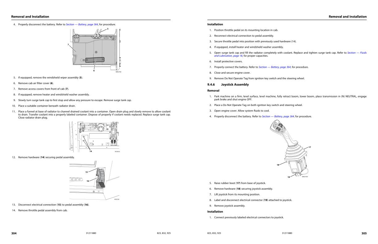 JLG Telehandlers 823 832 925 Service Maintenance Manual 31211880 2022 PVC 2205 1