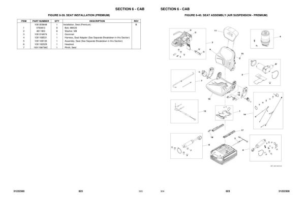 JLG Telehandlers 823 Parts Manual 31222300 2023 PVC 2305 1