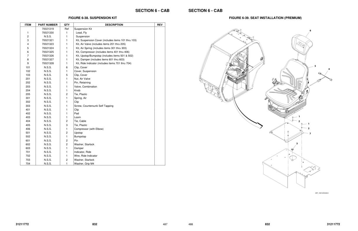 JLG Telehandlers 832 Parts Manual 31211772 2023 PVC 2111 1