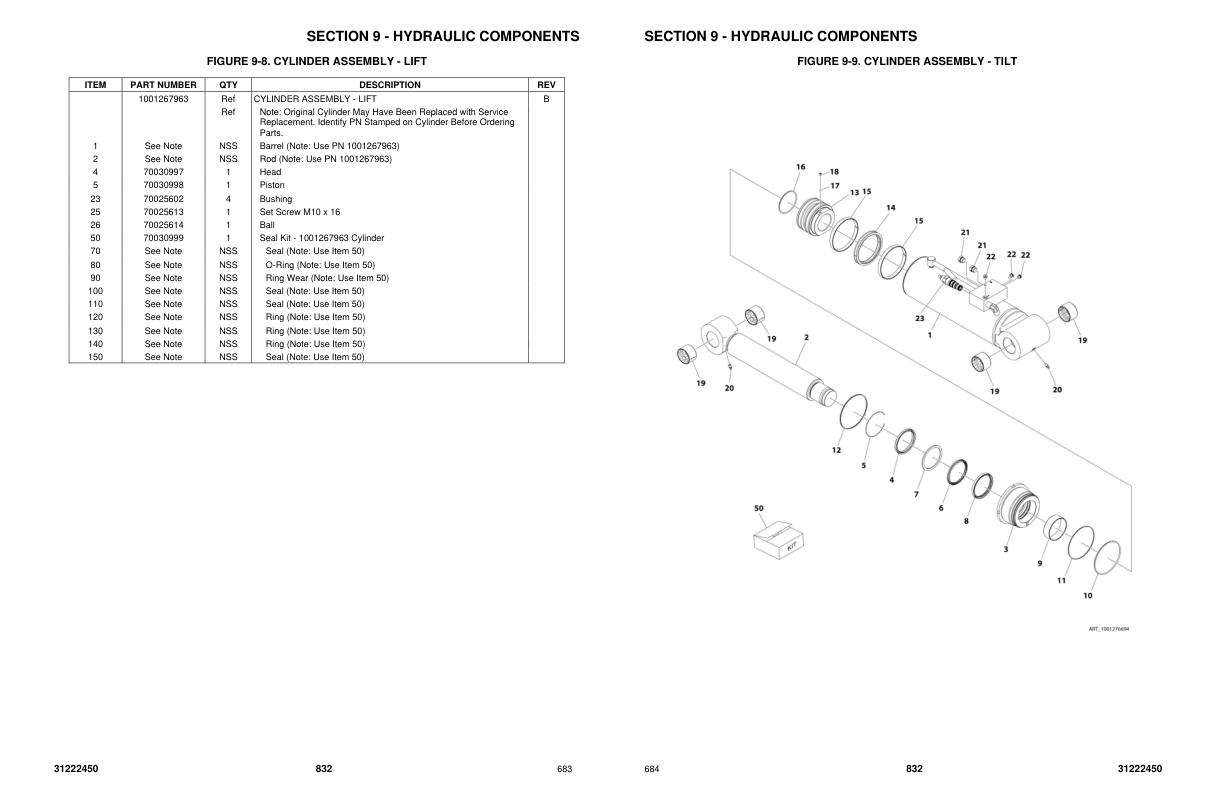 JLG Telehandlers 832 Parts Manual 31222450 2023 PVC 2311 1