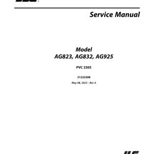Jlg Telehandlers Ag823 Ag832 Ag925 Service Maintenance Manual 31222308 2023 Pvc 2305