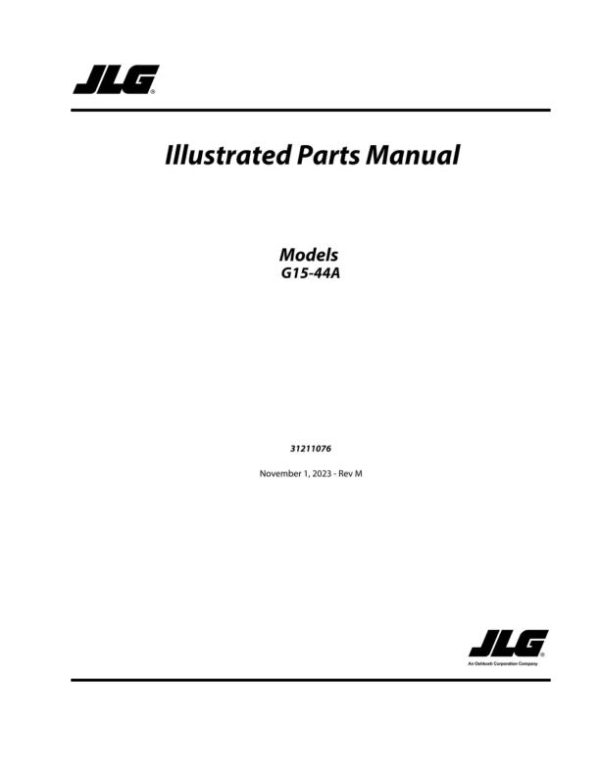 JLG Telehandlers G15 44A Parts Manual 31211076 2023