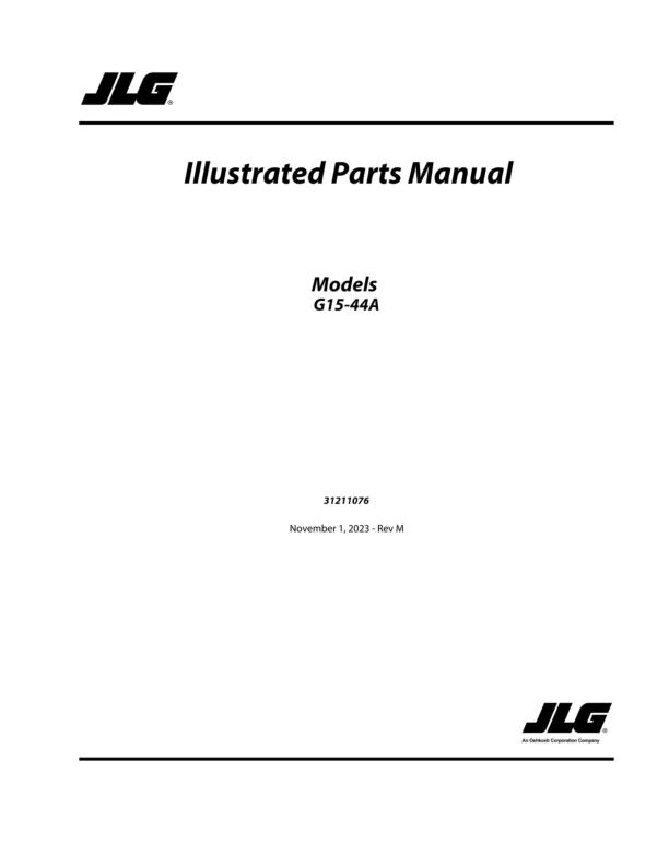 JLG Telehandlers G15 44A Parts Manual 31211076 2023