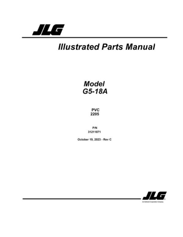JLG Telehandlers G5 18A Parts Manual 31211871 2023 PVC 2205
