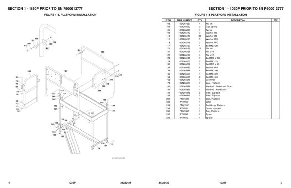 JLG Vertical Masts 1030P Parts Manual 31222429 2023 1
