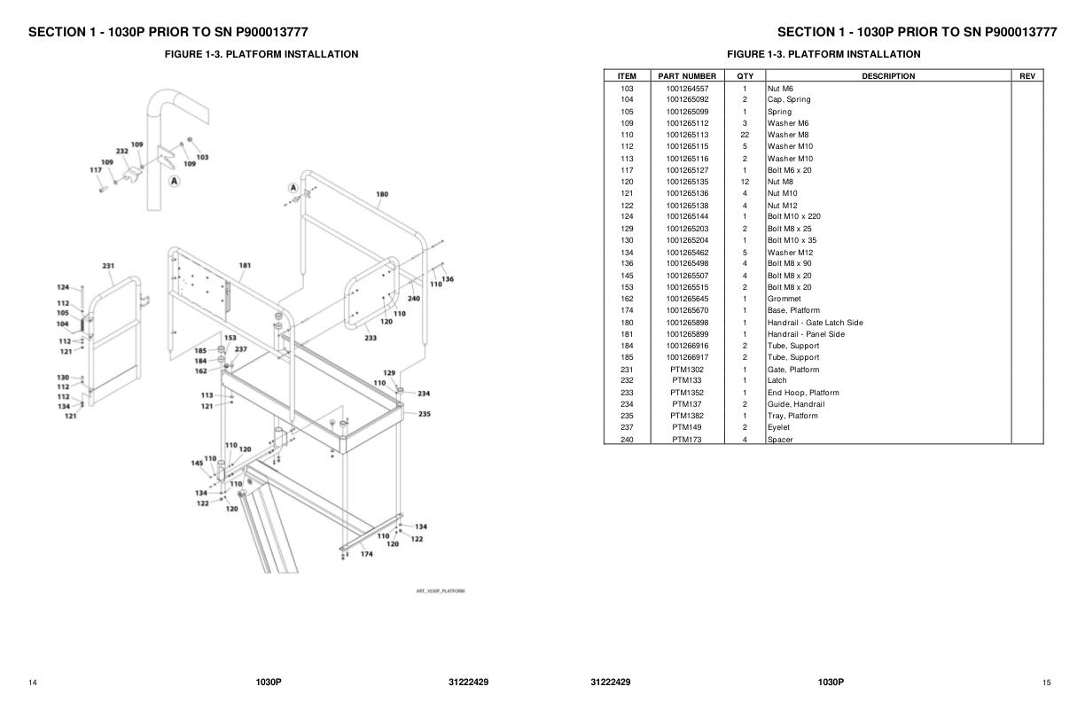 JLG Vertical Masts 1030P Parts Manual 31222429 2023 1