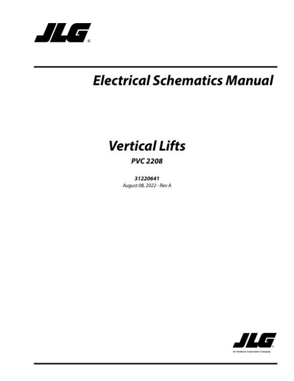 JLG Vertical Masts 10MSP 1230ES 25AM 30AM 38AM Electrical Schematic 31220641 2022 PVC 2208 1