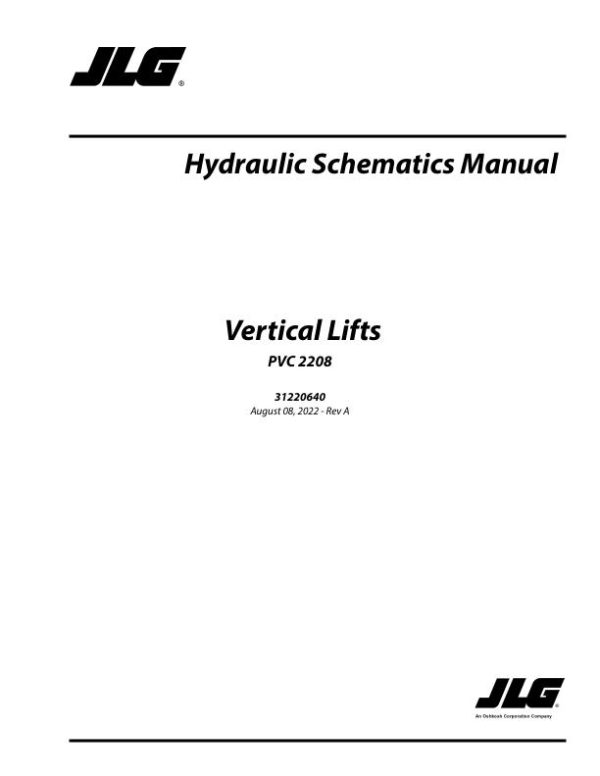 JLG Vertical Masts 10MSP 1230ES 25AM 30AM 38AM Hydraulic Schematic 31220640 2022 PVC 2208 1