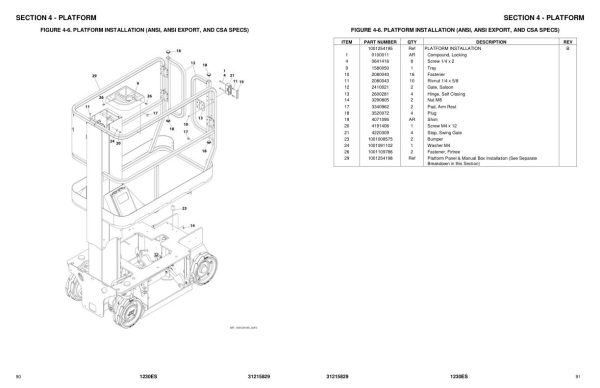 JLG Vertical Masts 1230ES Parts Manual 31215829 2023 PVC 2002 2008 1