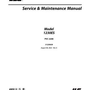 Jlg Vertical Masts 1230Es Service Maintenance Manual 31220638 2022 Pvc 2208