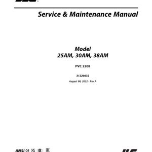 Jlg Vertical Masts 25Am 30Am 38Am Service Maintenance Manual 31220632 2022 Pvc 2208
