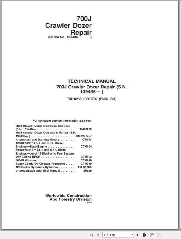 John Deere Construction 3.71 GB Operators Manual Technical Manual Part Manual 3