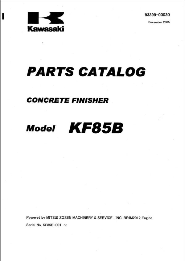 Kawasaki Concrete Spreader KF85B Parts Manual JP