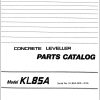 Kawasaki Concrete Spreader KL85A Parts Manual