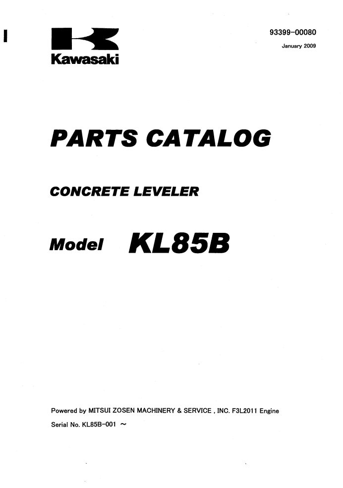 Kawasaki Concrete Spreader KL85B Parts Manual JP