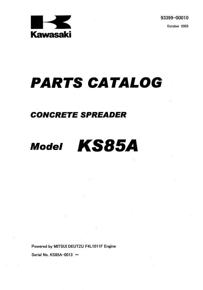 Kawasaki Concrete Spreader KS85A Parts Manual JP