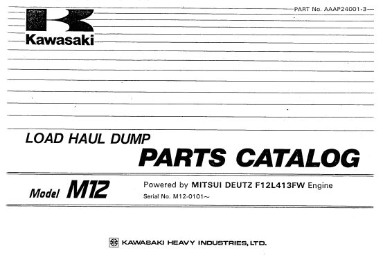 Kawasaki Load Haul Dump M12 Operation Maintenance Parts Manuals EN JP 1