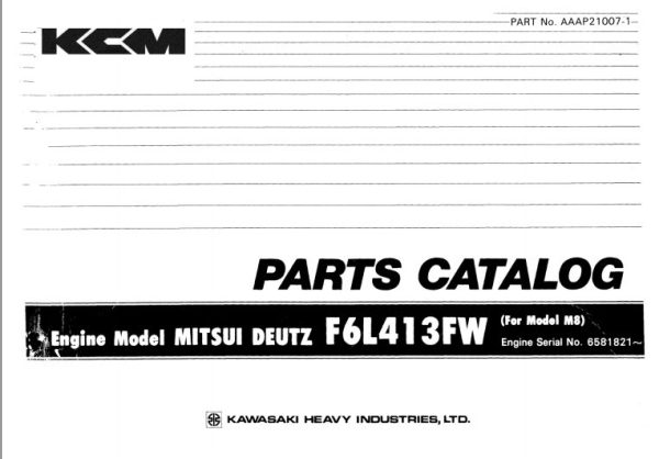 Kawasaki Load Haul Dump M8 Parts Manual EN JP 1