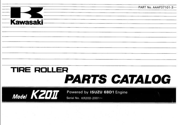 Kawasaki Road Roller K20II Operation Maintenance Shop Parts Manuals EN JP 1