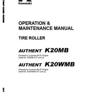 Kawasaki Road Roller K20MB K20WMB Operation Maintenance Manual 93142 00110