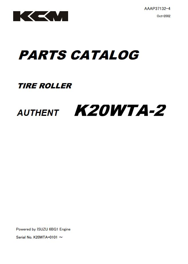 Kawasaki Road Roller K20WTA 2 Parts Manual AAAP37132 4 EN JP 1