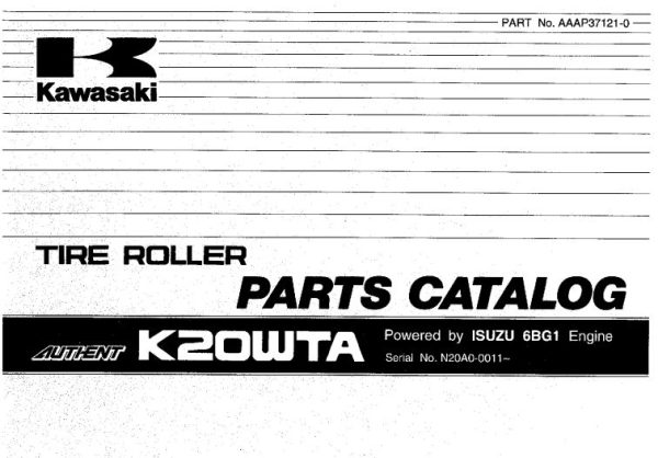 Kawasaki Road Roller K20WTA Parts Manual AAAP37121 0 EN JP