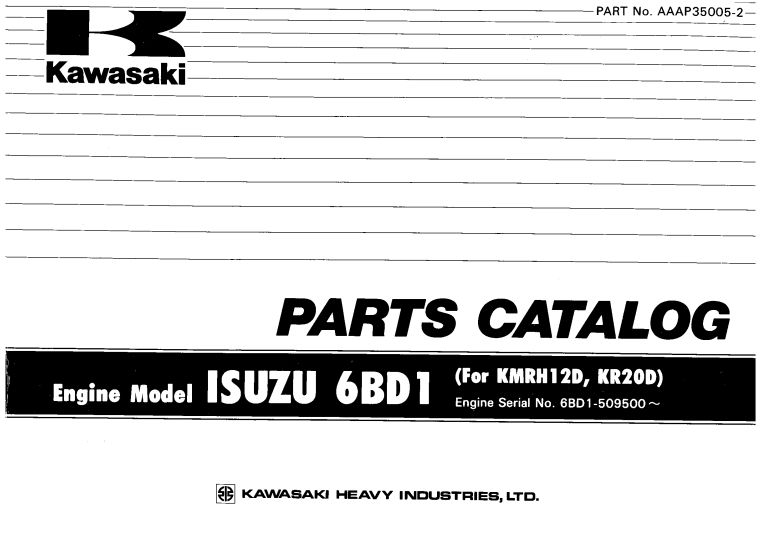 Kawasaki Road Roller KMR12D KR20D Engine Parts Manual AAAP35005 2 EN JP (1)