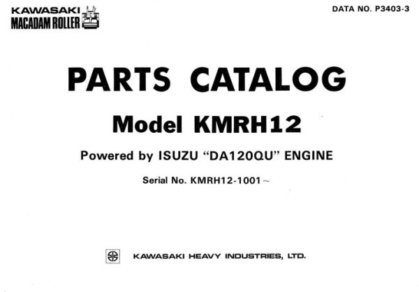 Kawasaki Road Roller KMRH12 Operation Maintenance Parts Manuals EN JP 1