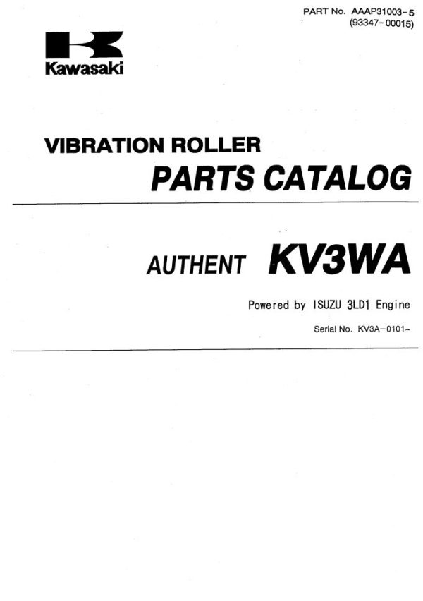 Kawasaki Road Roller KV3WA Parts Manual EN JP