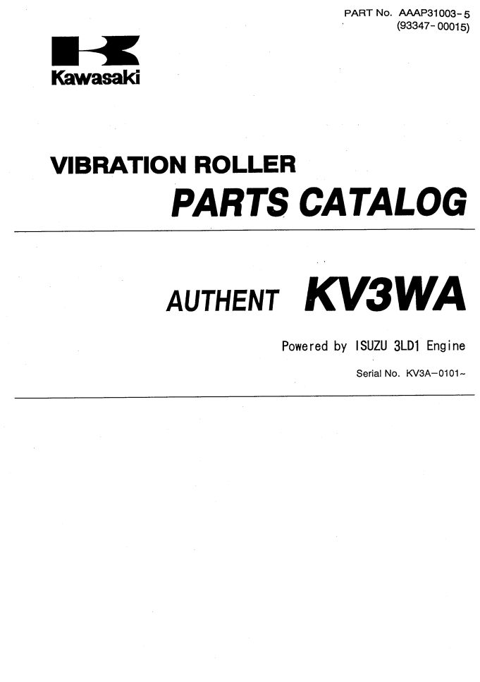 Kawasaki Road Roller KV3WA Parts Manual EN JP