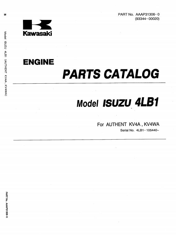 Kawasaki Road Roller KV4A KV4WA Parts Manual EN JP 1