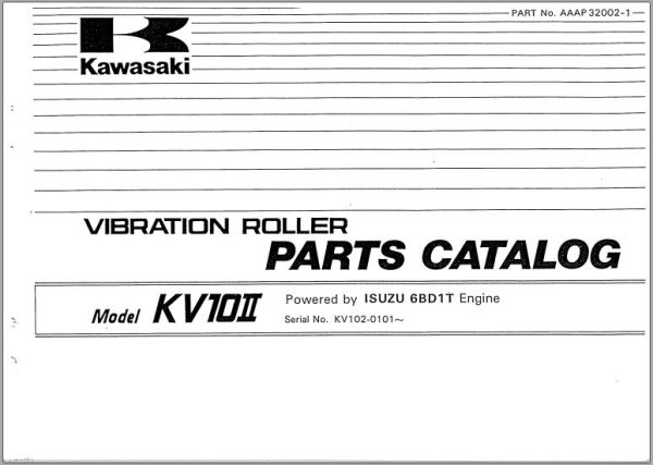 Kawasaki Vibration Roller KV10II Operation Maintenance Shop Parts Manuals EN JP 1