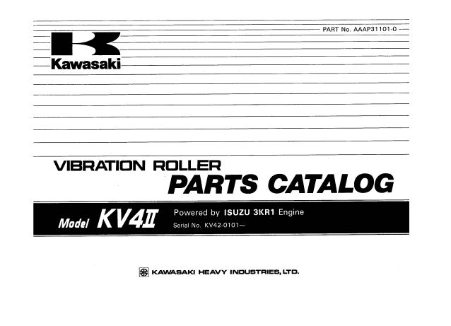 Kawasaki Vibration Roller KV4II Operation Maintenance Parts Manuals EN JP 1
