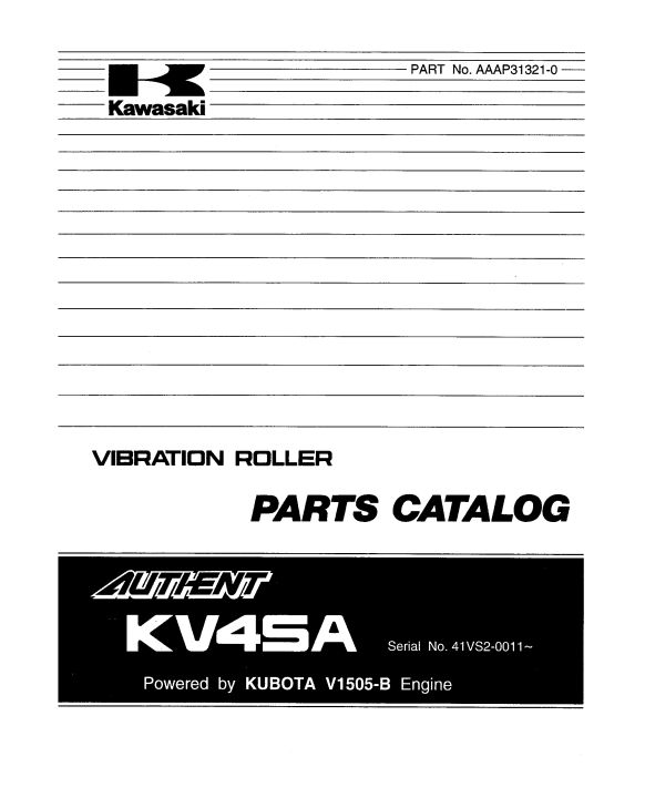 Kawasaki Vibration Roller KV4SA Parts Manual AAAP31321 0 EN JP