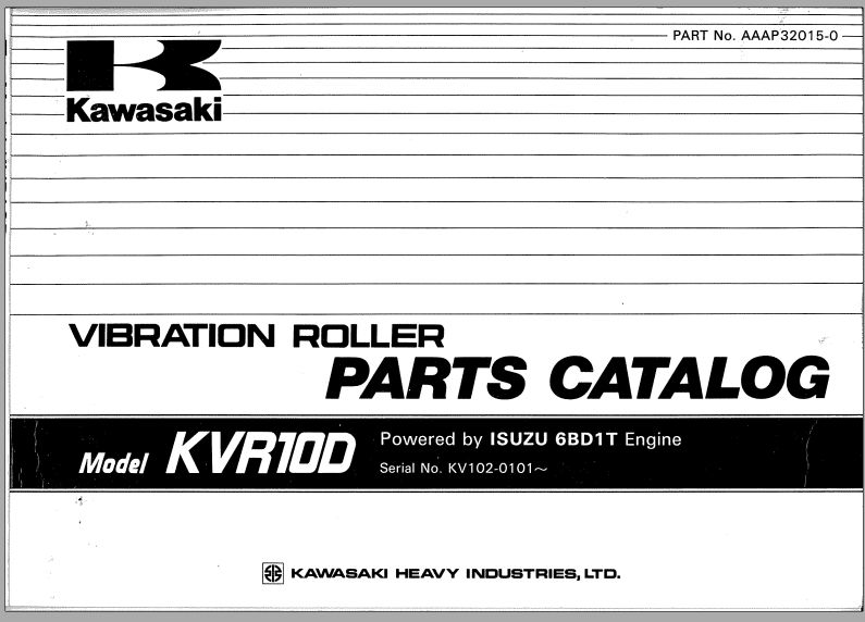 Kawasaki Vibration Roller KVR10D Parts Manual AAAP32015 0 EN JP