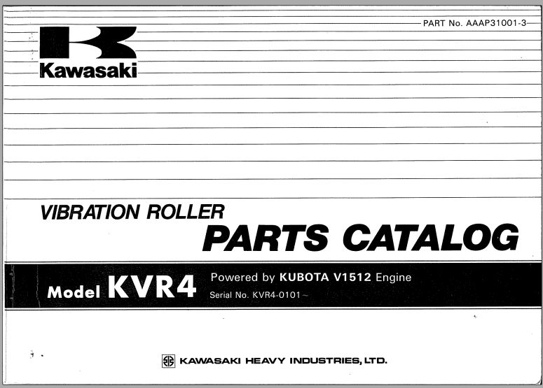 Kawasaki Vibration Roller KVR4 KVR4A Parts Manual EN JP