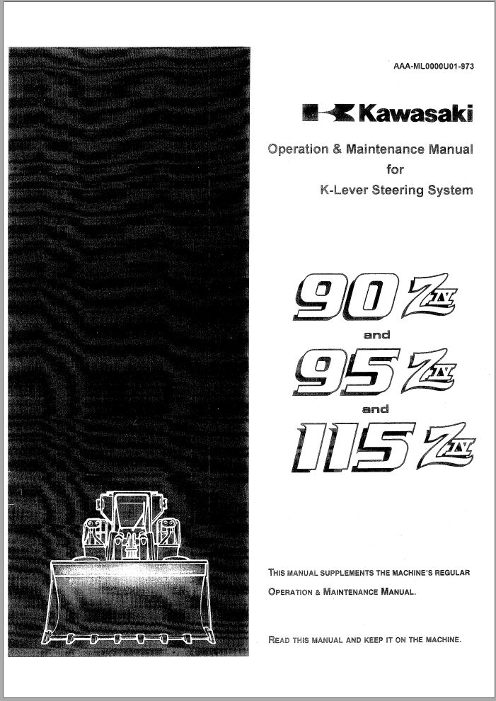 Kawasaki Wheel Loader 115ZA Operation Maintenance Shop Parts Manuals EN JP