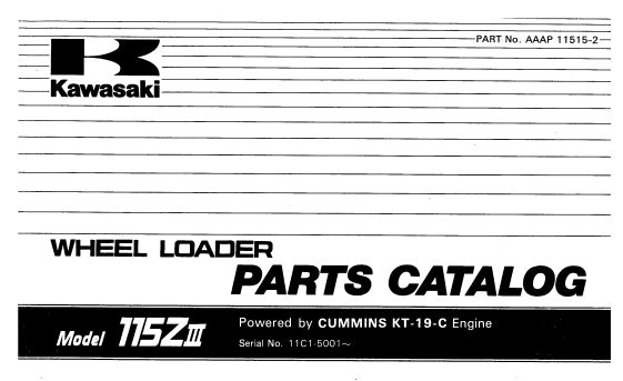 Kawasaki Wheel Loader 115ZIII Operation Maintenance Shop Parts Manuals EN JP 1