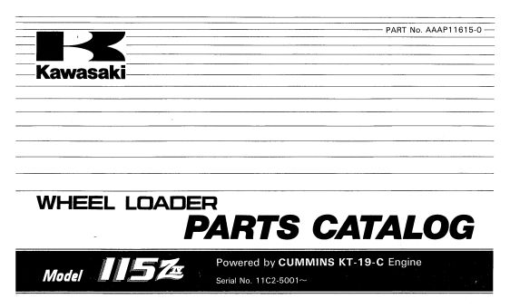 Kawasaki Wheel Loader 115ZIV Operation Maintenance Shop Parts Manuals EN JP 1
