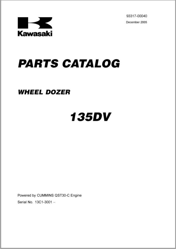Kawasaki Wheel Loader 135DV Operation Maintenance Parts Manuals 1