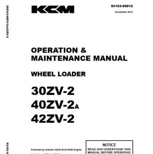Kawasaki Wheel Loader 30ZV 2 Operation Maintenance Shop Parts Manuals EN JP