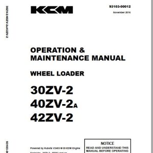 Kawasaki Wheel Loader 40ZV 2 40ZV 2A Operation Maintenance Shop Parts Manuals EN JP